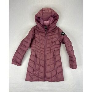 Reebok Girls Lightweight Dusty Pink Puffer Coat Hooded Jacket Size S 7-8